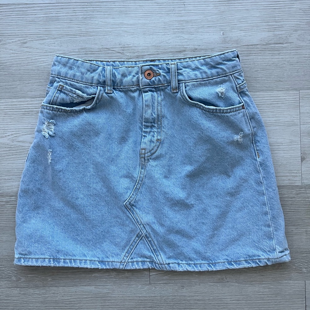 Zara Light Blue Denim Mini Skirt Size M